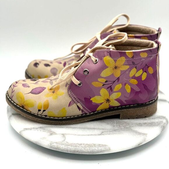 Goby Autumn Flowers Ankle Boots Women's Size US 7.5/ EU 38 Handmade Style PH215 - Picture 3 of 8